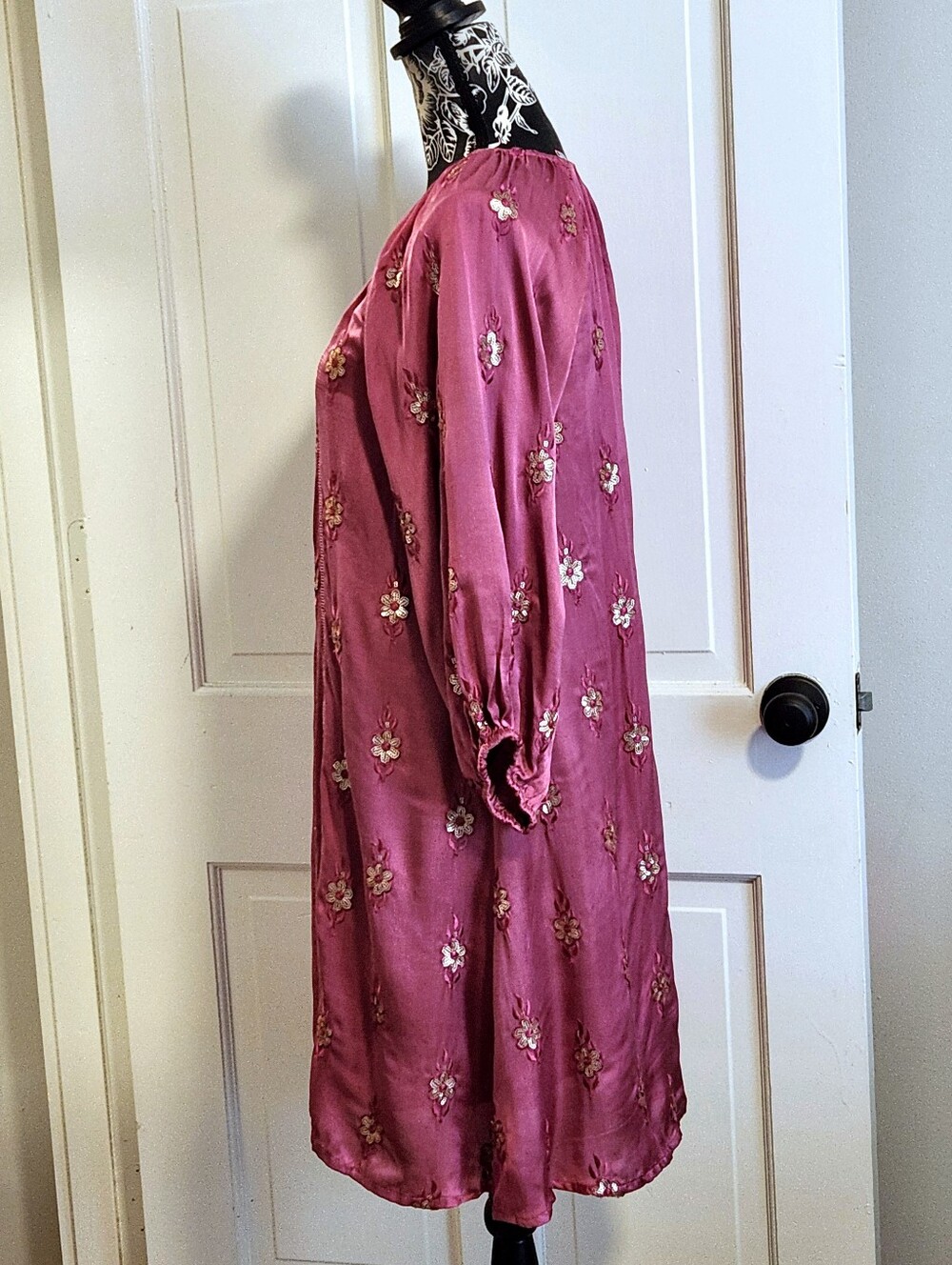 💖Clara The Label💖 - Berry Pink Boho Dress w/Gold Sequin Accents - Picture 5 of 14